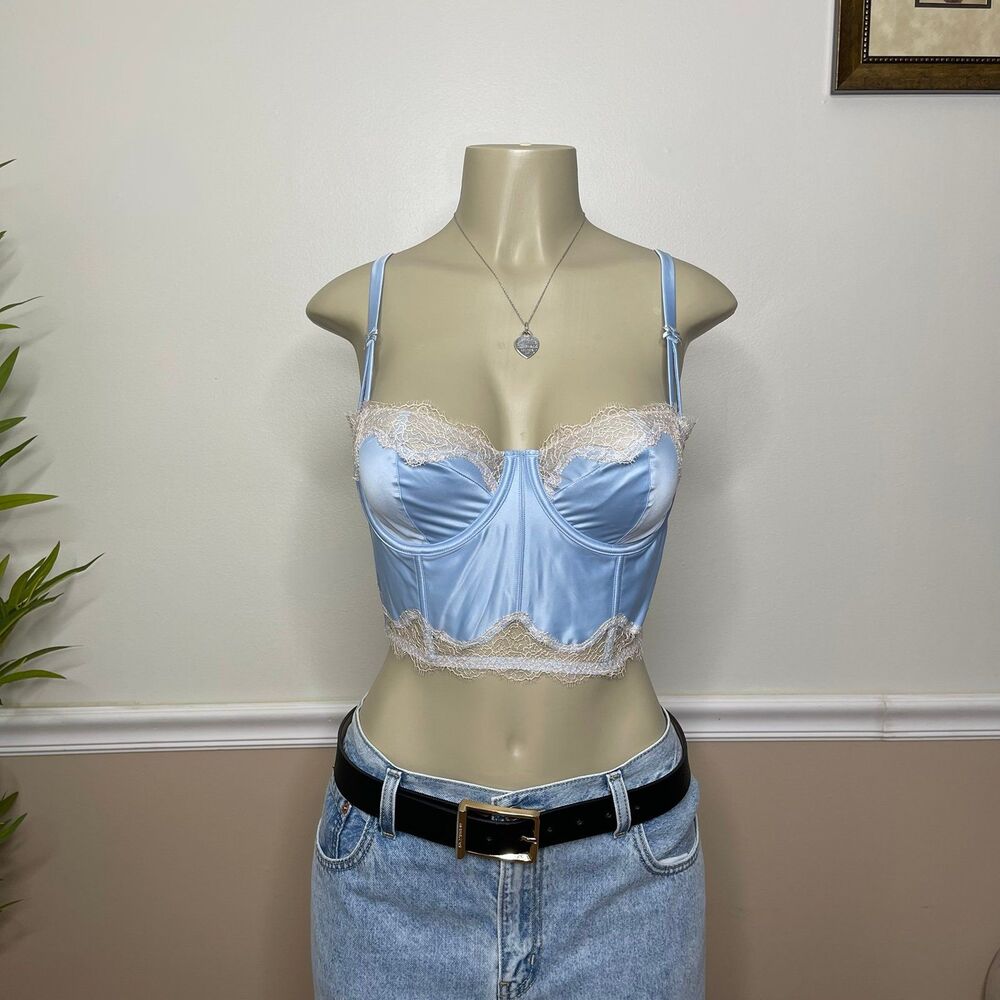 Victoria's Secret Dream Angels Mesh Lined Satin Lace Balconette Bra Top